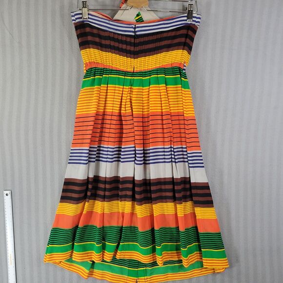 Plenty by Tracy Reese Silk Sundress Size 2 Rainbow Striped Strapless Colorful - Picture 2 of 13